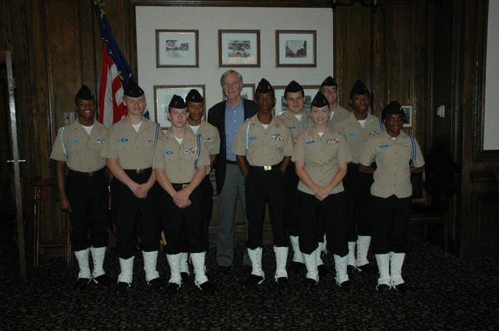 Photo: With Jr. Naval ROTC members from Robert E. Lee High School, my Alma Mater.