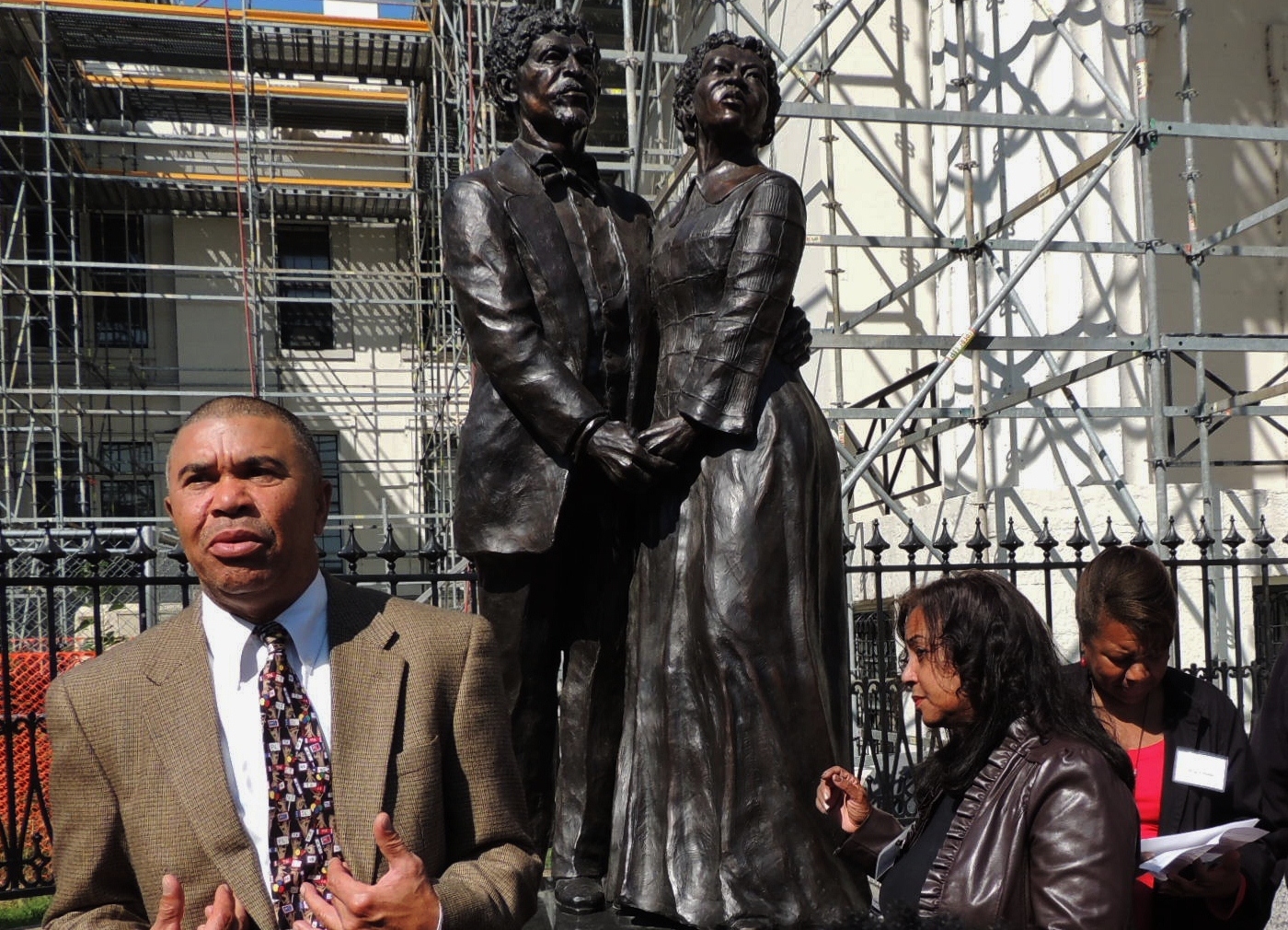 Rep. Clay visits the Dred & Harriet Scott statue during the Congressional Conversation on Race