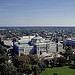 [Aerial view showing the Library of Congress Thomas Jefferson Building, with East Capitol Street on the left and the James Madison Building on the right, Washington, D.C.] (LOC)