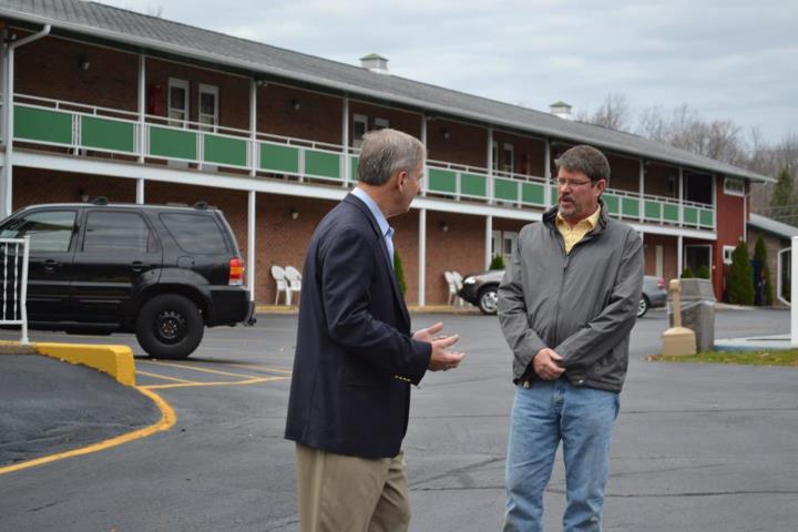 Photo: Congressman Owens was at Shaheen's Motel in Tupper Lake today to discuss the challenges of running a small business.