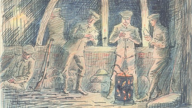 An illustrated letter from France during WWI. 