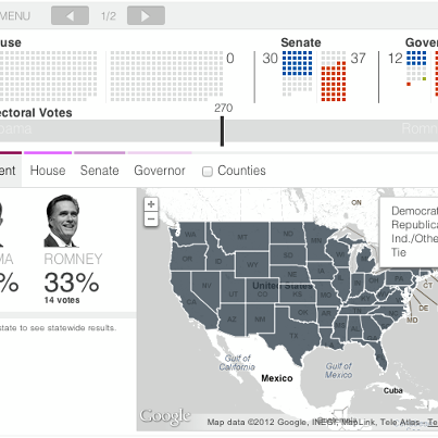 Photo: Join us for live news and updates from the 2012 presidential election. We'll be updating our election map as poll results roll in. | http://bloom.bg/YUimB0