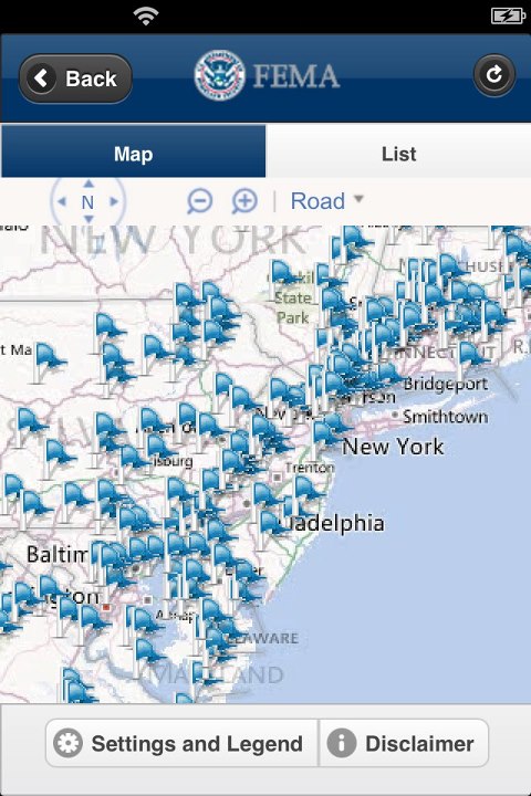 Photo: (Oct. 29) The FEMA app is showing lots of open shelters along the East Coast for Hurricane Sandy. Download the FEMA app from the Google Play, iTunes, or Blackberry store and pack your phone with safety tips & resources.

You can also find open shelters by:

- Texting "Shelter" and a zip code to 43362 (example: Shelter 01234)...standard rates apply
- Visiting the American Red Cross shelter map http://www.redcross.org/find-help/shelter 
- Contacting your state or local emergency management office.  Here's a map where you can click on your state for info: http://www.ready.gov/today