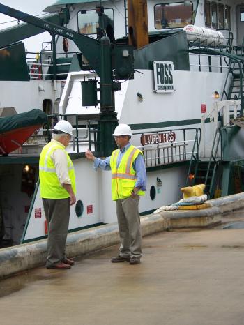 Boustany Speaks with Harbor Staff at the Port of Lake Charles