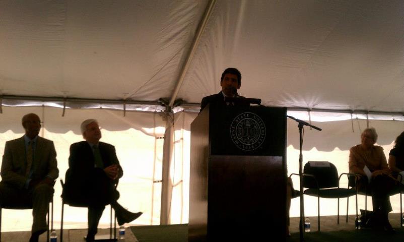 Photo: 10/25/12- Rep. Hansen Clarke delivers remarks during today's Wayne State University Multidisciplinary Biomedical Research Building (MBRB) Groundbreaking Ceremony.