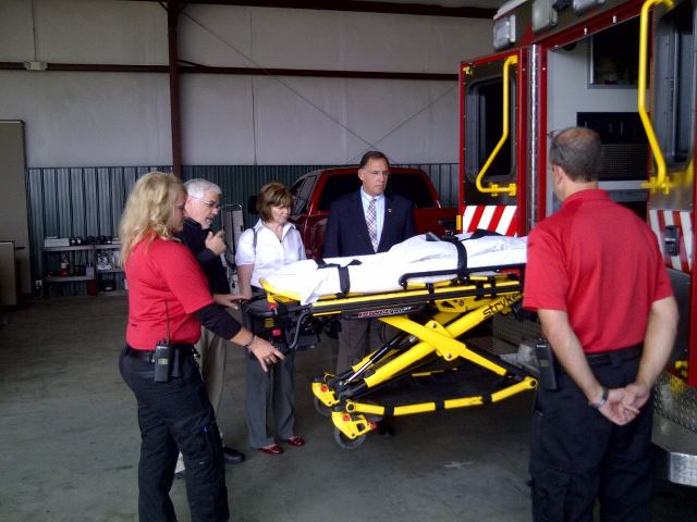 Photo: My wife Cathy and I are taking a tour of the Fort Smith Emergency Medical Services. Congratulations to the staff who recently received the Association of Public-Safety Communications Officials 2012 Horizon award. This national award recognizes Fort Smith EMS’ commitment to technological advancement as one of the premier 911 centers in the nation.