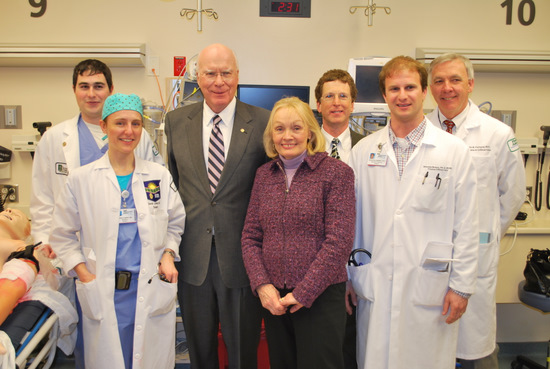 On March 8, 2010, Senator Leahy also visited the Fletcher Allen   Emergency Department to announce new funding for a simulator training   program.