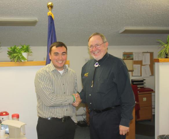 Photo: Congressman Young in Kotzebue with Kotzebue City Manager Derek Martin following a meeting.