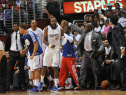 The Los Angeles Clippers bench reacts during the game against the Memphis Grizzlies at the Staple Center on October 31, 2012 in Los Angeles, California. (Photo by Mel Blackmon/CBS)