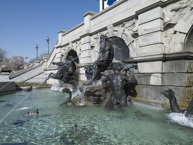 [Exterior view. Neptune Fountain by Roland Hinton Perry. Library of Congress Thomas Jefferson Building, Washington, D.C.] (LOC)