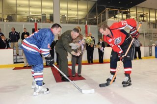 Photo: Brian plays in the USA Warriors vs. Lawmakers Hockey game