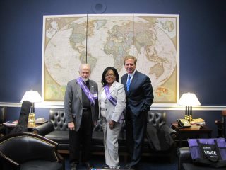 Photo: Brian with representatives from the Alzheimer's Association's Western New York chapter