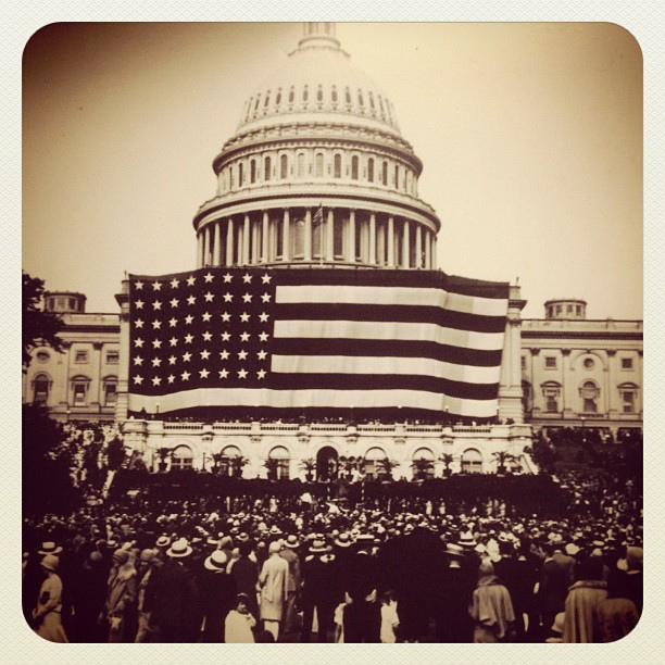 Happy Flag Day! First Flag Day at Capitol June 9, 1919, flag was largest in world at 90'x165'