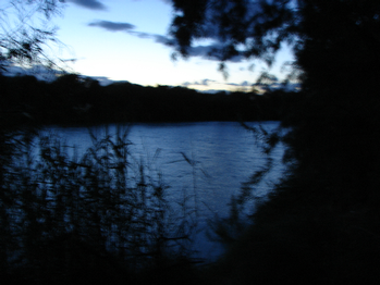 Looking across at the Mexican side of the river, nighttime is when smugglers mostly try to cross.