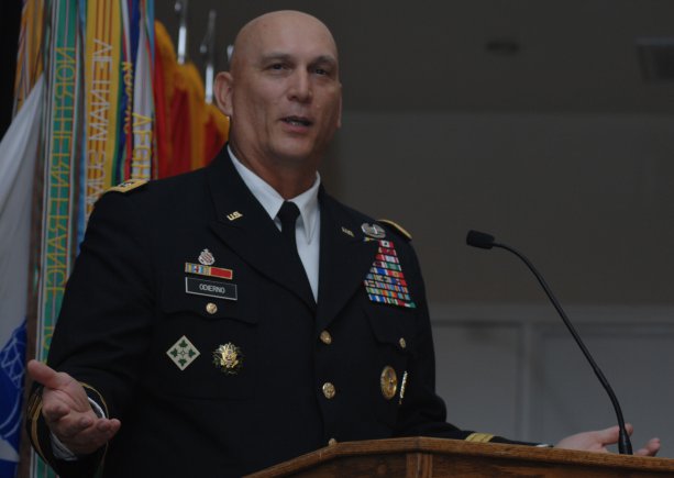 FORT BRAGG, N.C. -- Army Chief of Staff Gen. Raymond T. Odierno addresses the audience after being recognized as the Patriot Foundation's 2011 Honoree during 6th annual Soldier Appreciation Dinner at the National Golf Club in Pinehurst, N.C., Sept. 16. "The strength of our nation is our Army. The strength of our Army is our Soldiers. The strength of our Soldiers is our Families, and that's what makes us Army Strong, " said Odierno. (Photo by. Army Spc. Devin James, 27th Public Affairs Detachment)