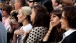 Mourners Watch The Commemoration Ceremony At The National September 11 Memorial