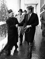 President-elect John F. Kennedy Shakes Hands with Father Richard J. Casey, the Pastor, after Attending Mass at Holy Trinity Church . . . prior to Inauguration Ceremonies, January 20, 1961