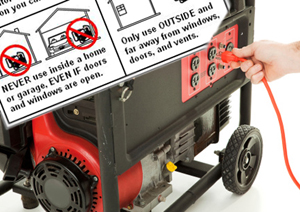 Generator with warning label