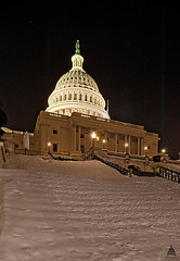 Snow covered steps