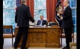 President Obama Talks With Lt. Gen. Lute And Tom Donilon