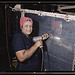 Operating a hand drill at Vultee-Nashville, woman is working on a "Vengeance" dive bomber, Tennessee (LOC)