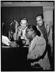 [Portrait of Oscar Moore, Nat King Cole, and Wesley Prince, New York, N.Y., ca. July 1946] (LOC)