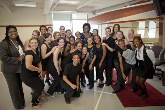 A group photo after a performance by students of CAPA High School