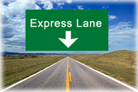 Express Lane sign with down arrow