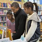 President Obama and daughters Sasha and Malia  go shopping at a small bookstore, One More Page, in Arlington, Va. This is shaping up to be a better holiday season for independent booksellers than in past years.