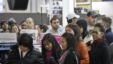 Customers wait in line to shop for 'Black Friday' discounts at a Best Buy store on Nov. 23, 2012 in Philadelphia, PA.