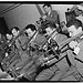 [Portrait of Shelly Manne, Eddie Bert, Harry Forbes, Milt Bernhart, Harry Betts, Bart Varselona, Conte Candoli, and Shelly Manne, 1947 or 1948] (LOC)