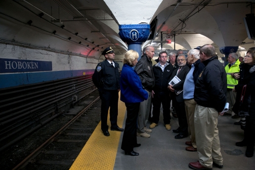 Vice President Joe Biden tours the PATH station of the Hoboken Terminal