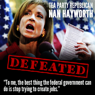 Photo: On November 6, New York voters rejected Tea Party Republican Nan Hayworth.

Share this if you're glad she's is out of a job.