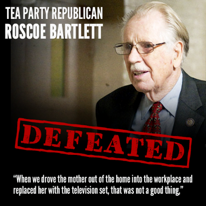 Photo: On November 6, Maryland voters rejected Tea Party Republican Roscoe Bartlett.

Share this if you're glad he's is out of a job.