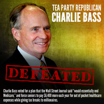 Photo: On November 6, New Hampshire voters rejected Tea Party Republican Charlie Bass.

Share this if you're glad he's out of a job.