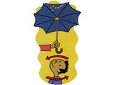 Illustration: a boy with an umbrella and arrows indicating motion