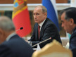 Russian President Vladimir Putin, center, attends a meeting of the CIS Council of Heads of State in Ashgabat. (RIA Novosti/Aleksey Nikolskyi)