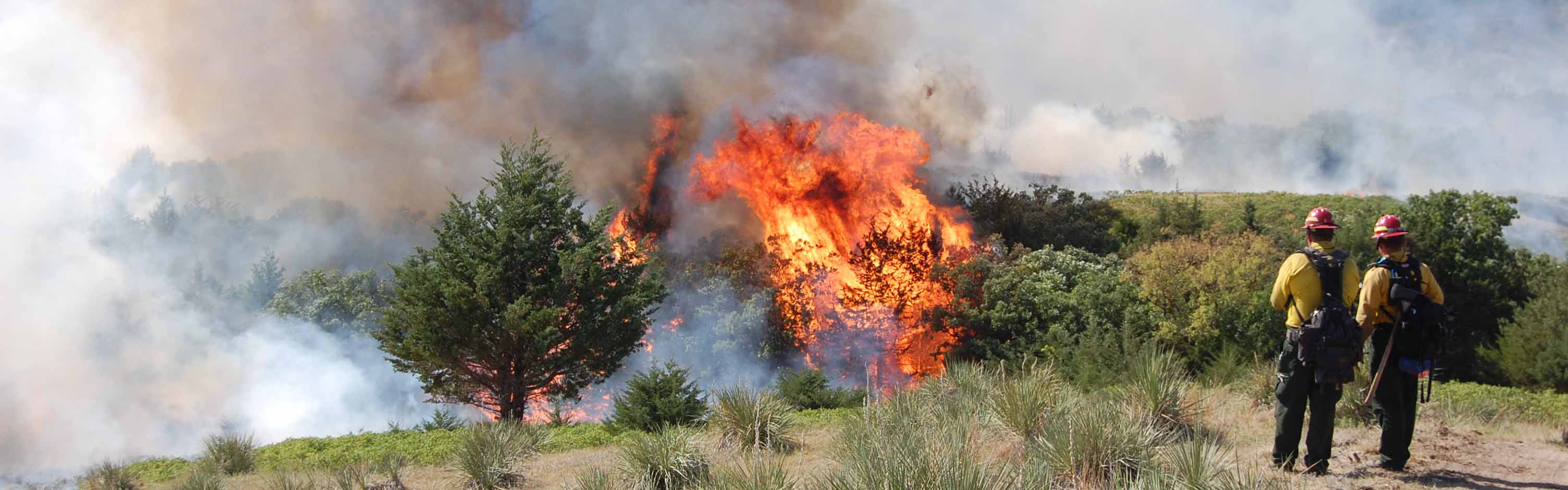 Firefighters observe fire in north central Nebraska.