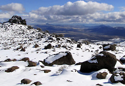 Snow highlights the ruggedness of the landscape in this view from atop Shinn Mountain, elevation 7,500 feet.