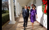 President And Mrs. Obama Walk Along The Colonnade