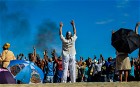 Cubans participate in a Mayan ritual at Bacuranao beach in eastern Havana.