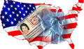 Permanent Resident Card Logo on U.S. Flag