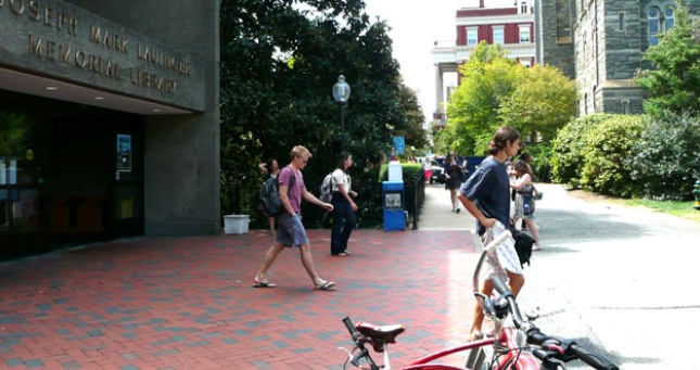 Students on a campus