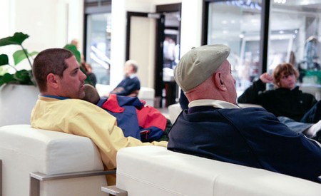 Guys Sitting at Mall