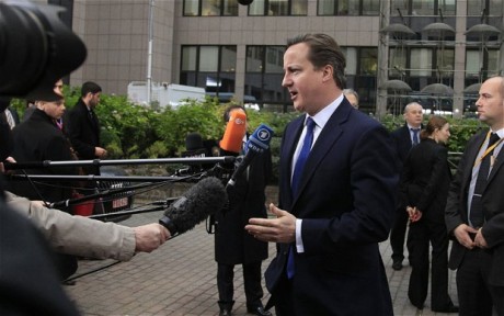 David Cameron arrives for a second day of EU budget talks