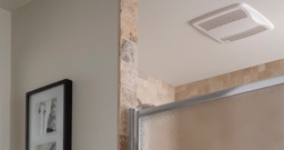 Humidity-sensing bath fans automatically control humidity. Humidity sensing bath fans detect increases in moisture levels at the ceiling, where steam and humidity naturally rise. The fan turns on and off automatically to help prevent cosmetic and structural problems from excess moisture.