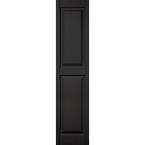 15 in. x 63 in. Raised Panel Shutters Pair #002 Black