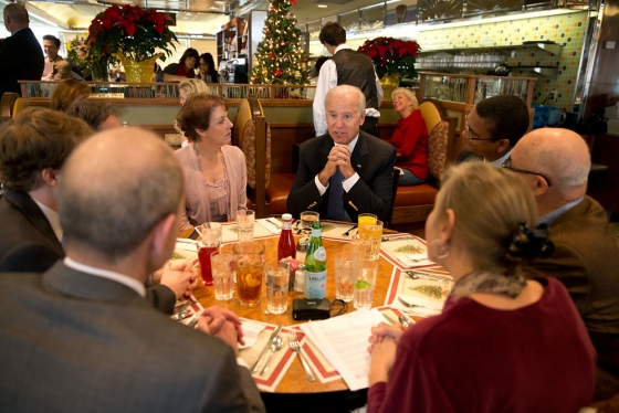 Vice President Joe Biden has lunch with Americans