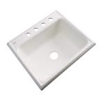 Wentworth Drop-In Acrylic 25x22x9 4-Hole Single Bowl Kitchen Sink in Bone