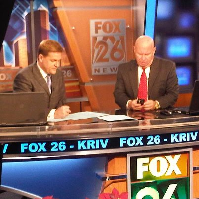 Photo: Discussing the new jobs numbers with FOX 26 Houston anchor Chris Stipes.